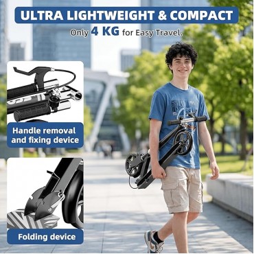 Scooters for Kids 8-12, Teens & Adults - Foldable Commuter Scooter with Bell, Hand Brake & Adjustable Height, 220 LB Weight Capacity, Perfect for School, Campus, Park Rides